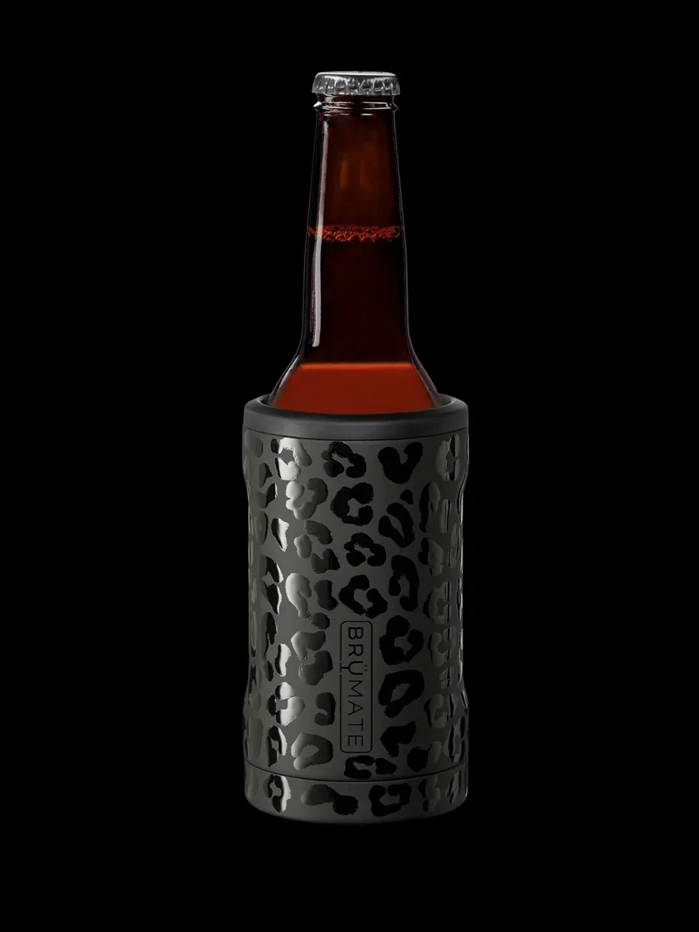 BruMate Hopsulator Bott'l 12oz Onyx Leopard Insulated Bottle Cooler NIB